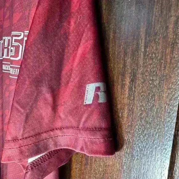 Arkansas Razorbacks Men's Russell T-Shirt / Size Large / Red & White - Picture 5 of 15